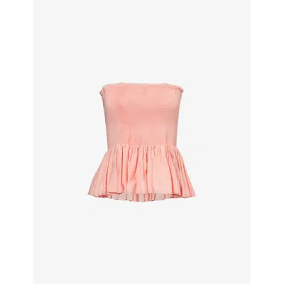 Renata Brenha Womens Coral Pink Olinda Strapless Woven Corset Top