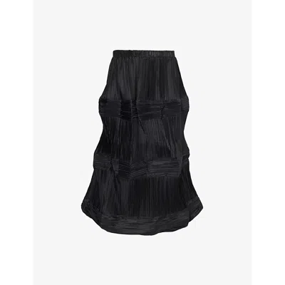 Renata Brenha Womens Balance Pleated Crepe Midi Skirt Black