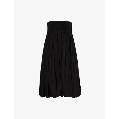 Renata Brenha Womens Black Mangueira Strapless Puffball-hem Woven Mini Dress