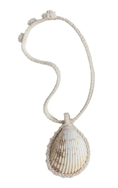 Renata.q Cardu Crocheted Seashell Pendant Necklace In Neutral