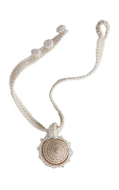 Renata.q Sundi Crocheted Seashell Pendant Necklace In Neutral