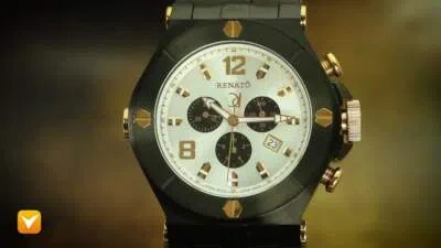 Pre-owned Renato 50mm Wilde Beast Swiss Chronograph Black Ip Silver/rose Dial - Only 100pc