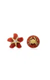 Renato Cipullo 18k Yellow Gold Coral Mare Uno Earrings In Red