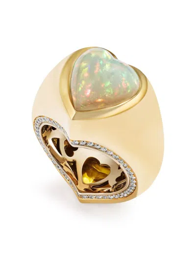 Renato Cipullo 18kt Yellow Gold Cuore A Cuore Sapphire And Diamond Ring