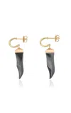Renato Cipullo Cornicello 18k Yellow Gold Hematite Earrings In Black