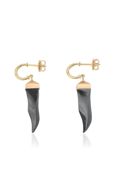 Renato Cipullo Cornicello 18k Yellow Gold Hematite Earrings