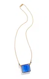 Renato Cipullo Figura 18k Yellow Gold Glass; Sapphire Necklace In Blue