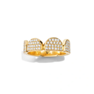 Renato Cipullo Half-moon Ring In 18k Yellow Gold,diamonds