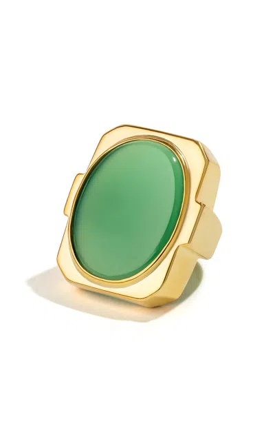 Renato Cipullo Impresa 18k Yellow Gold Chrysoprase Ring In Green