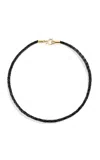 Renato Cipullo Intreccia 18k Yellow Gold Leather Necklace In Black