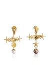 Renato Cipullo Pearl Croce Marina 18k Yellow Gold  Diamond And Pearl Earrings In Gold