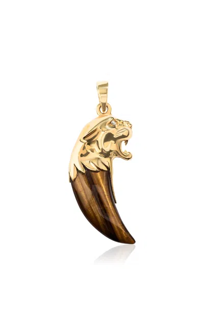 Renato Cipullo Tiger's Eye Giaguaro Pendant In Gold