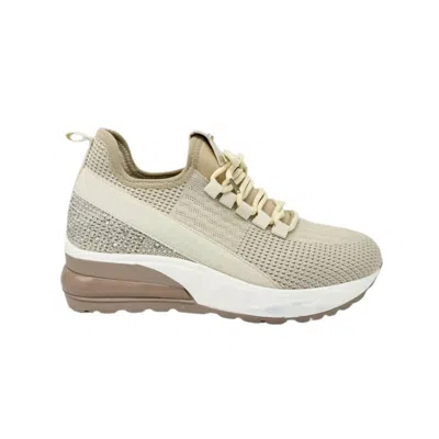 Renato Garini® Women's Heel Sneakers With Stretch Laces In Beige In Sand