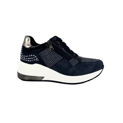 Renato Garini® Women's Lace Zip Fashion Sneaker In Blue In Multi