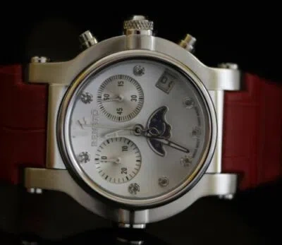 Pre-owned Renato Women's Beauty Limited Ed Swiss Quartz Chronograph Moon Phase Red Watch