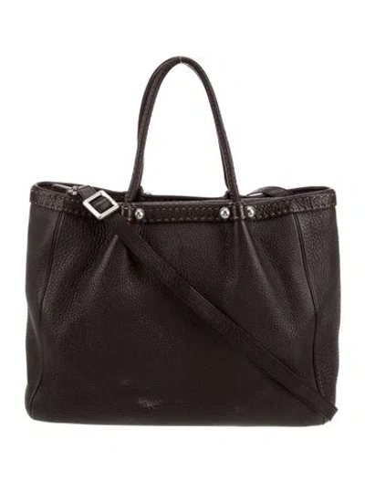 Pre-owned Renaud Pellegrino Leather Top Handle Bag In Brown