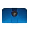 Renaud Pellegrino Women's Bella Satin Clutch With Crystal In Blue In Blue