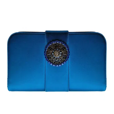 Renaud Pellegrino Women's Bella Satin Clutch With Crystal In Blue