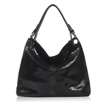 Rence Resort Snake Skin Print Handbag In Black