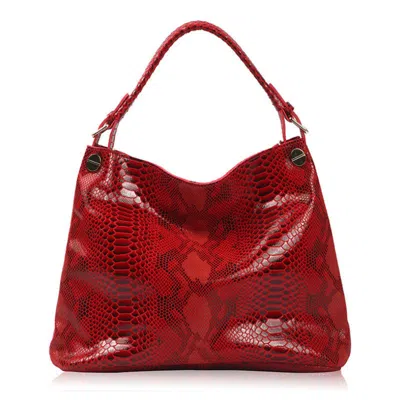 Rence Resort Snake Skin Print Handbag In Red