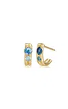 Rene Barnes Bluie 14k Yellow Gold Sapphire Huggie Earrings