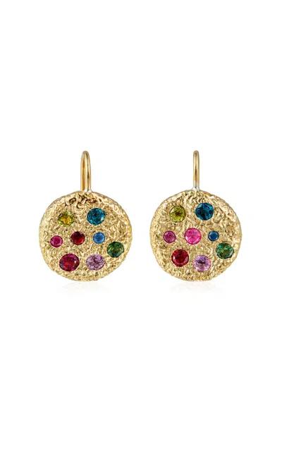 Rene Barnes Honey 14k Yellow Gold Multi-stone Earrings In Gold