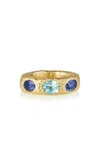 Rene Barnes Queenie Ii 14k Yellow Gold Tanzanite; Aquamarine Ring