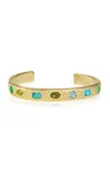 Rene Barnes Queenie Iii 14k Yellow Gold Multi-stone Cuff