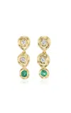 Rene Barnes Reverie Iv 14k Yellow Gold Diamond; Emerald Earrings
