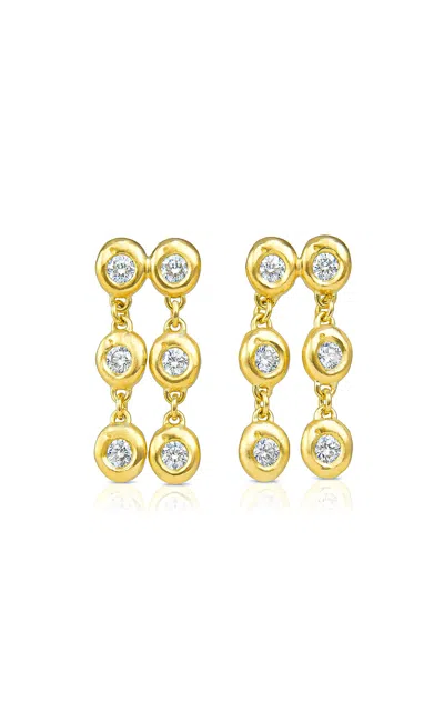 Rene Barnes The Crown 14k Yellow Gold Diamond Earrings