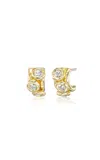 Rene Barnes The Crown 14k Yellow Gold Diamond Huggie Earrings