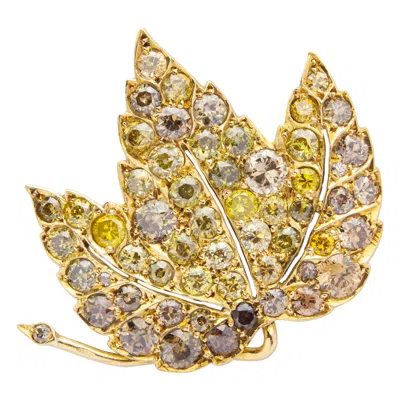 Pre-owned René Boivin Rene Boivin 18 Karat Gold & Diamond Brooch Pin In Multi