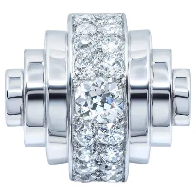 Pre-owned René Boivin Art Deco Diamond Pavé 18k White Gold Ring C.1935 Suzanne Belperron