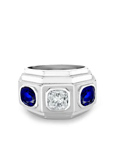 Pre-owned René Boivin Art Deco  Sapphire And Diamond Ring In Silver