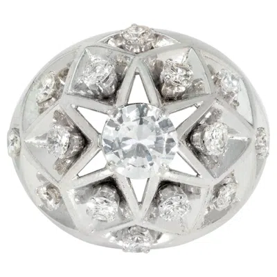 Pre-owned René Boivin Boivin Mid-century Diamond Cocktail Ring In Multi