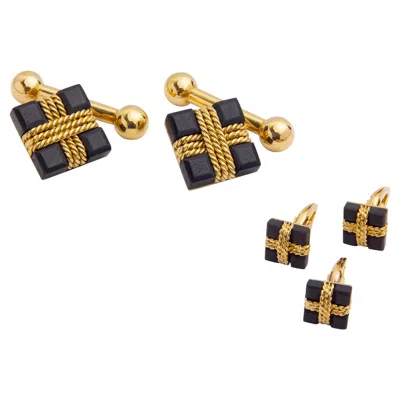 Pre-owned René Boivin Rene Boivin, Ebony & 18 Karat Gold Dress Set In Black