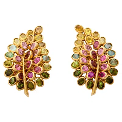Pre-owned René Boivin Rene Boivin “feuilles” Ear Clips Circa 1950s In Multi