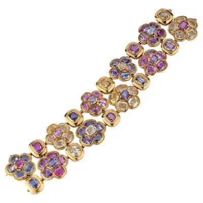 Pre-owned René Boivin Multi-colored Sapphire Floral Bracelet In Blue