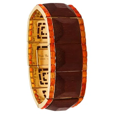 Pre-owned René Boivin Rene Boivin Paris 18kt Yellow Gold Bracelet 60 Cts Of Natural Fire Opals Woods