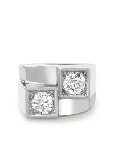 Pre-owned René Boivin Platinum Art Deco Boivin Chevalier Style Diamond Ring In Silver