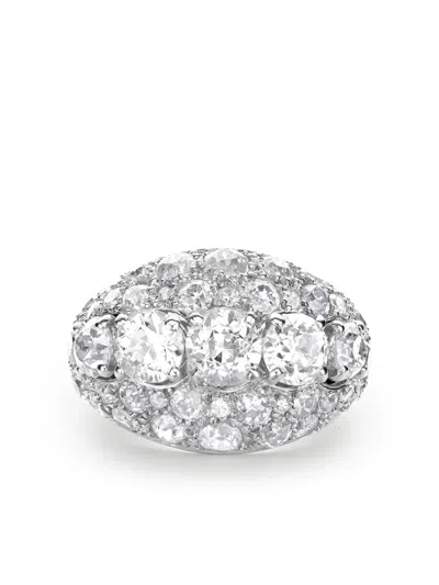 Pre-owned René Boivin Art Deco  Platinum Diamond Ring In Silver