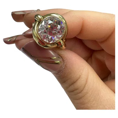 Pre-owned René Boivin Sculptural Gold Ring W/ 6.02 Carat Old Mine-cut Diamond, Circa 1960 In Multi