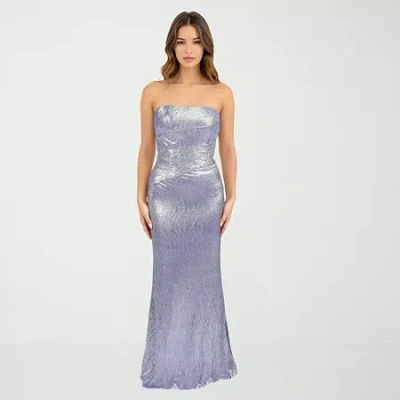 Rene By Rene Ruiz Collection Womens Sleeveless Evening Gown In Blue