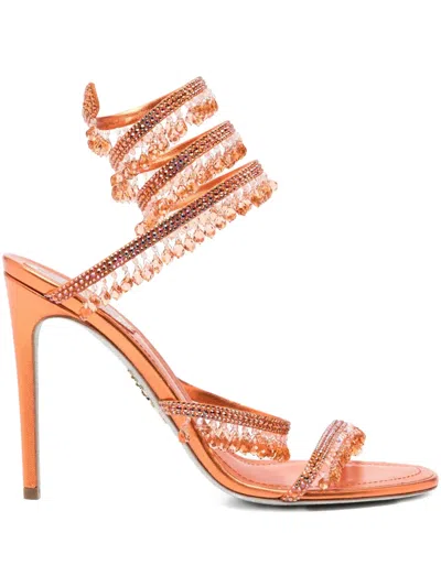 René Caovilla 100mm Chandelier Sandals In Orange