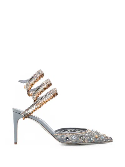 René Caovilla 100mm Christy Crystal-embellished Pumps In Gray