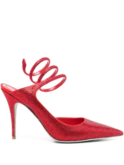 René Caovilla 100mm Cleo Pumps In Red