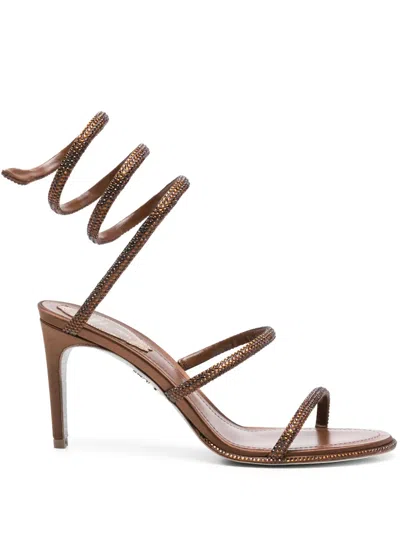 René Caovilla 100mm Cleo Sandals In Brown