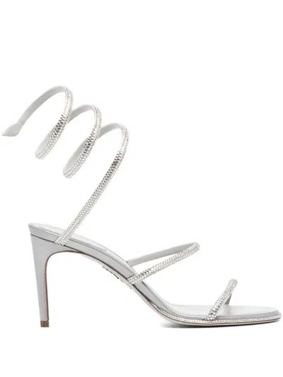 René Caovilla 100mm Cleo Sandals In Silver