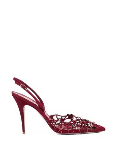 René Caovilla 100mm Eden Crystal-embellished Pumps In Red