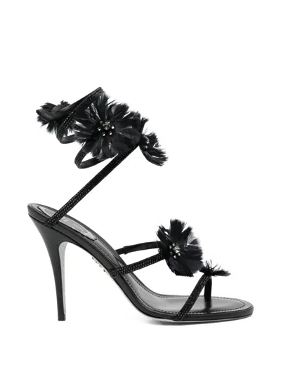 René Caovilla 100mm Jolene Sandals In Black